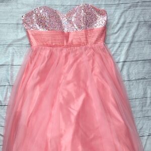 Strapless Sequin Sweetheart Prom Dress in Pink